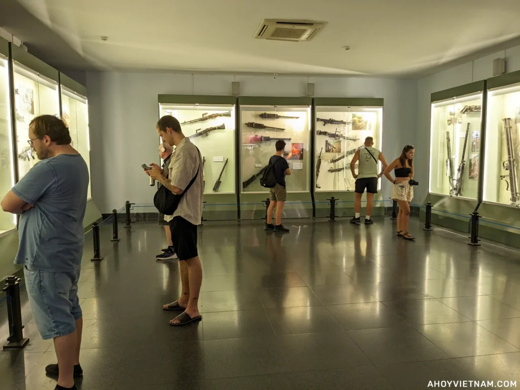 Tourists inside the War Remnants Museum.