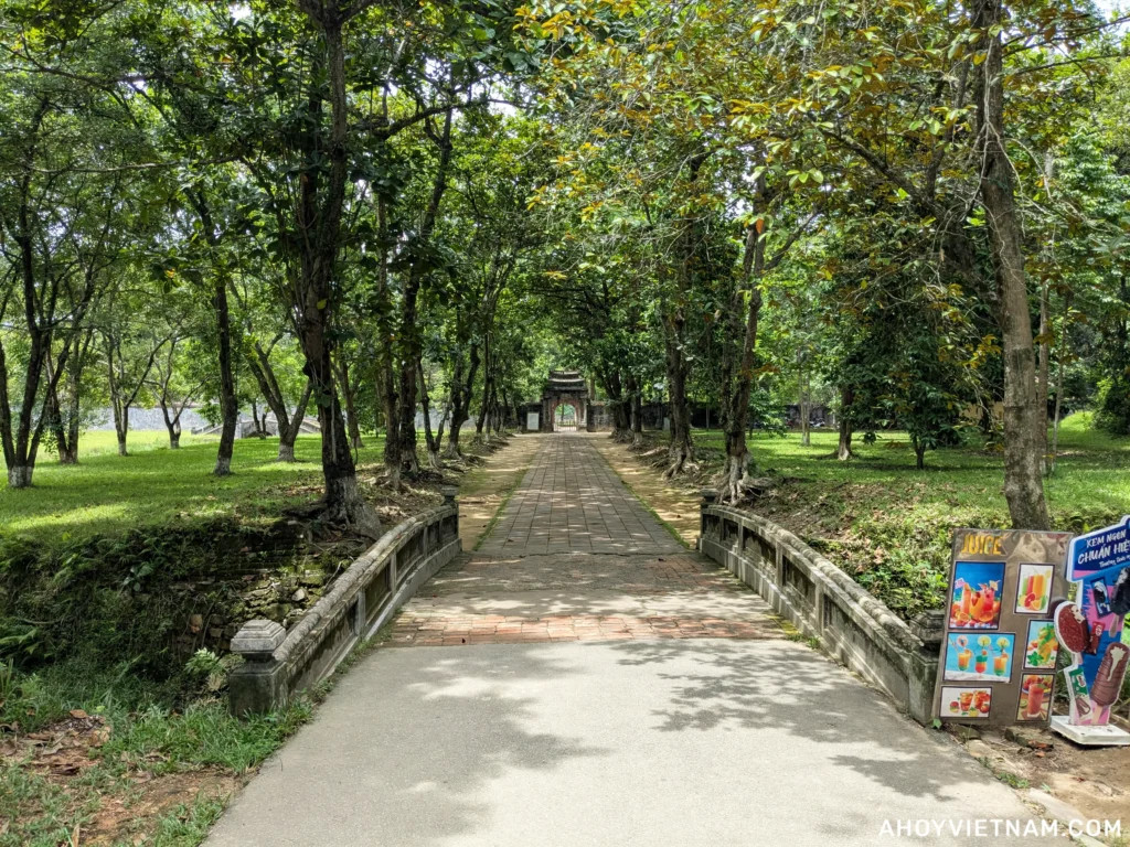 Stone path through forest